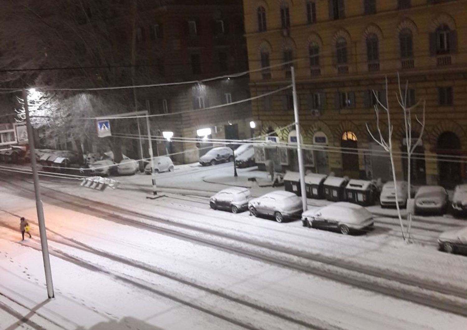 Un'immagine della nevicata a Roma del 6 febbraio 2012