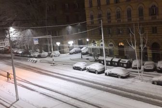 Un'immagine della nevicata a Roma del 6 febbraio 2012