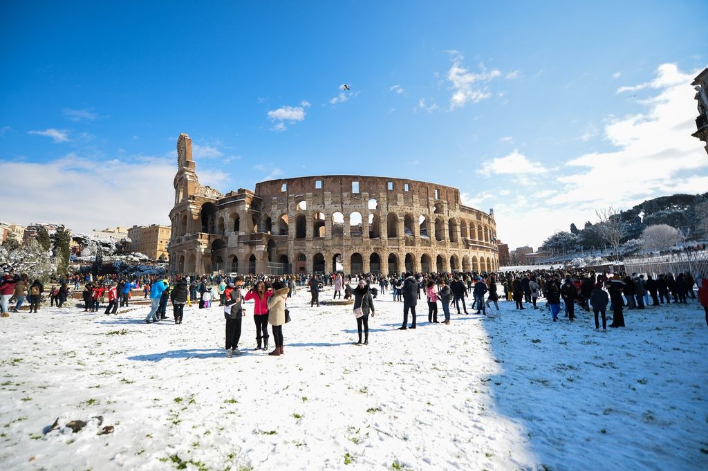&nbsp;A Roma la neve inizia a sciogliersi