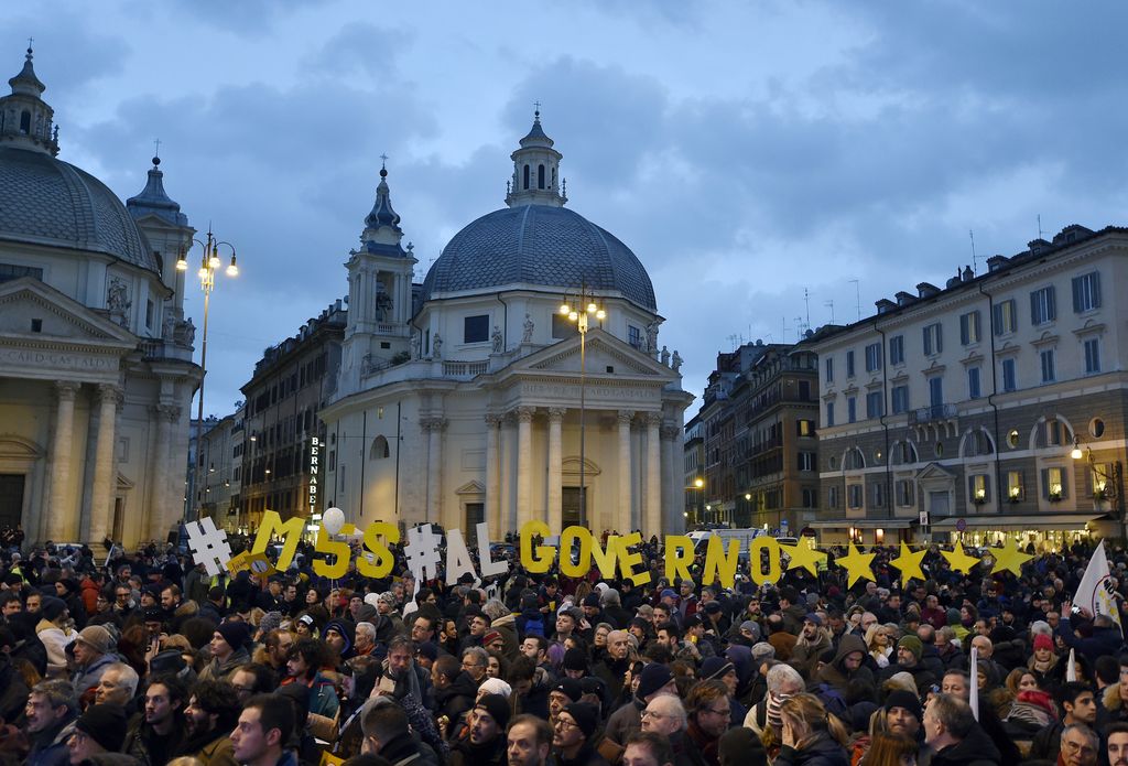 Sostenitori del M5S a Piazza del Popolo