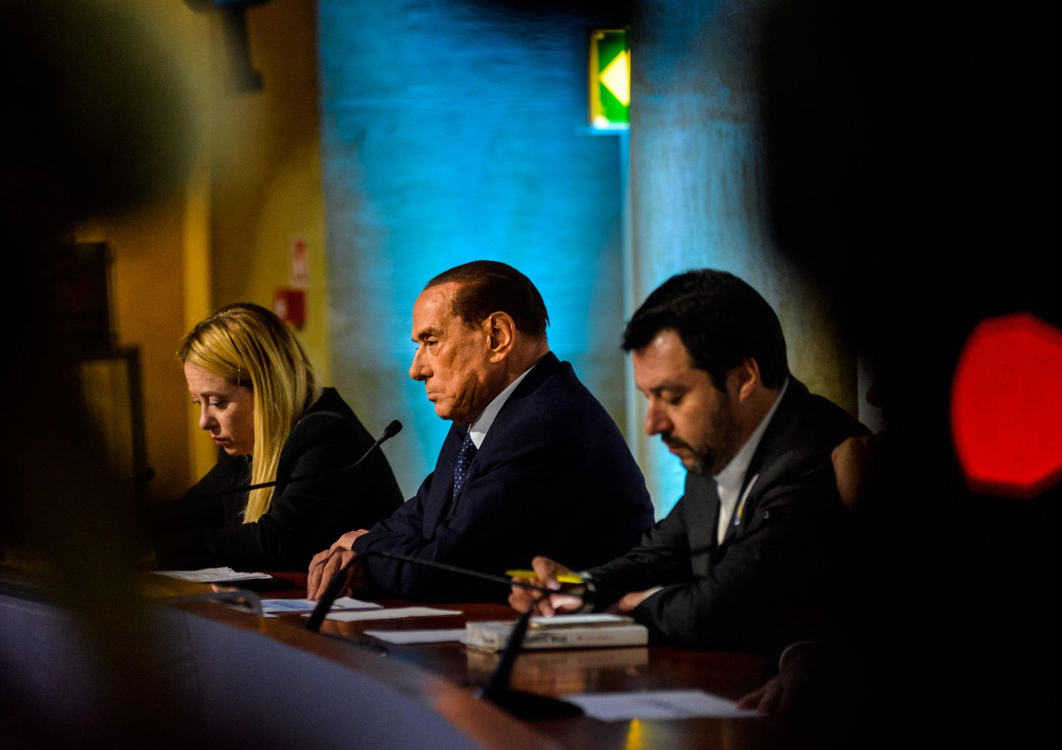 Giorgia Meloni Silvio Berlusconi e Matteo Salvini (Afp)&nbsp;