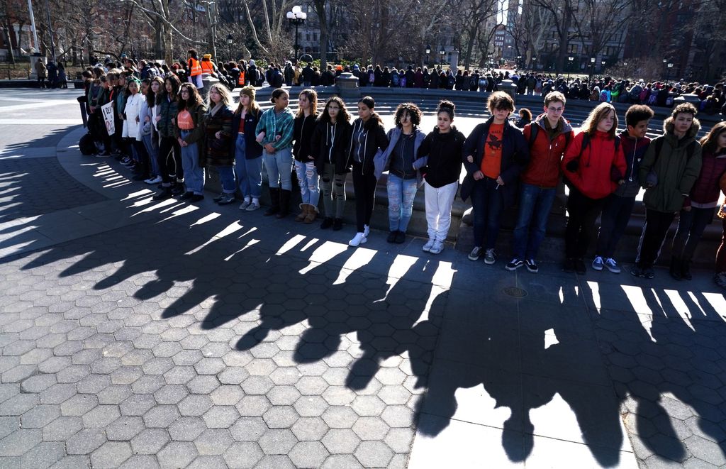 &nbsp;Un momento della manifestazione contro la diffusione delle armi negli Usa