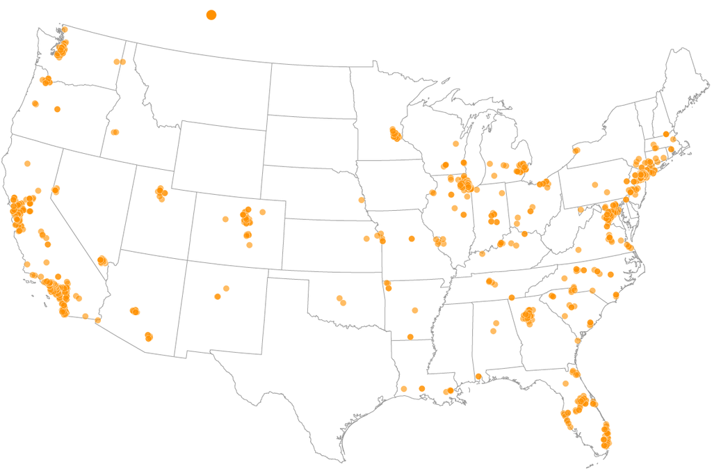 &nbsp;La mappa delle proteste realizzata sulla base delle condivisioni a Snapchat
