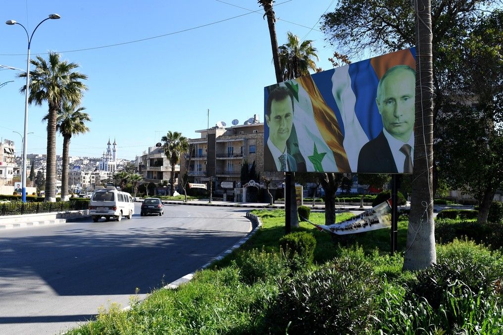 &nbsp;Un manifesto con Assad e Putin ad Aleppo