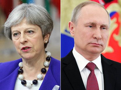 &nbsp;Theresa May e Vladimir Putin