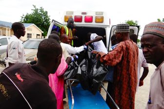 Nigeria, Maiduguri, feriti in ambulanza (Afp)&nbsp;