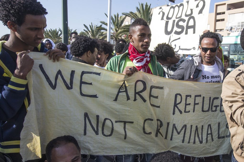 &nbsp;Una manifestazione di richiedenti asilo africani a Tel Aviv