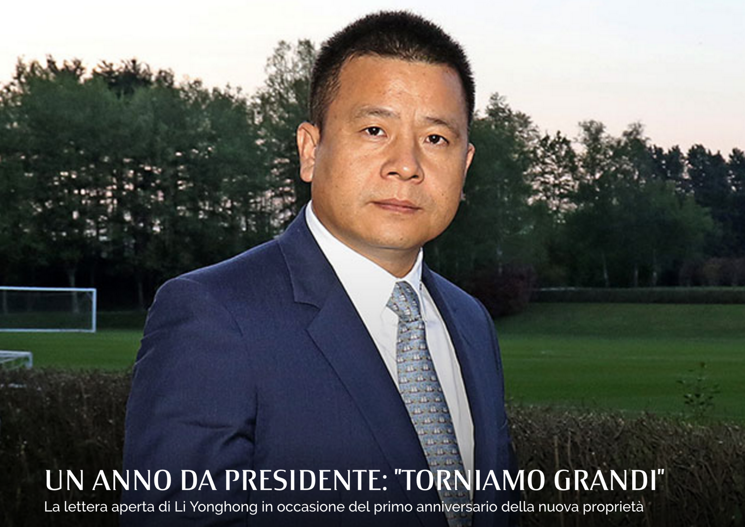 &nbsp;Il messaggio di Li Yonghong sulla homepage del Milan&nbsp;