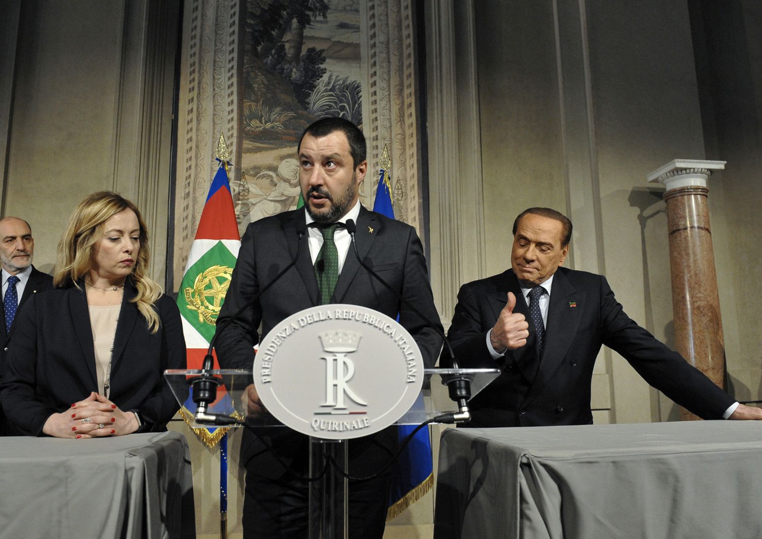 Giorgia Meloni, Matteo Salvini e Silvio Berlusconi (AGF)
