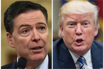 &nbsp;James Comey a sinistra, Donald Trump a destra