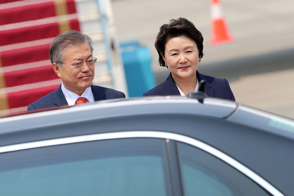 Il presidente sudcoreano Moon-Jae-In insieme alla moglie