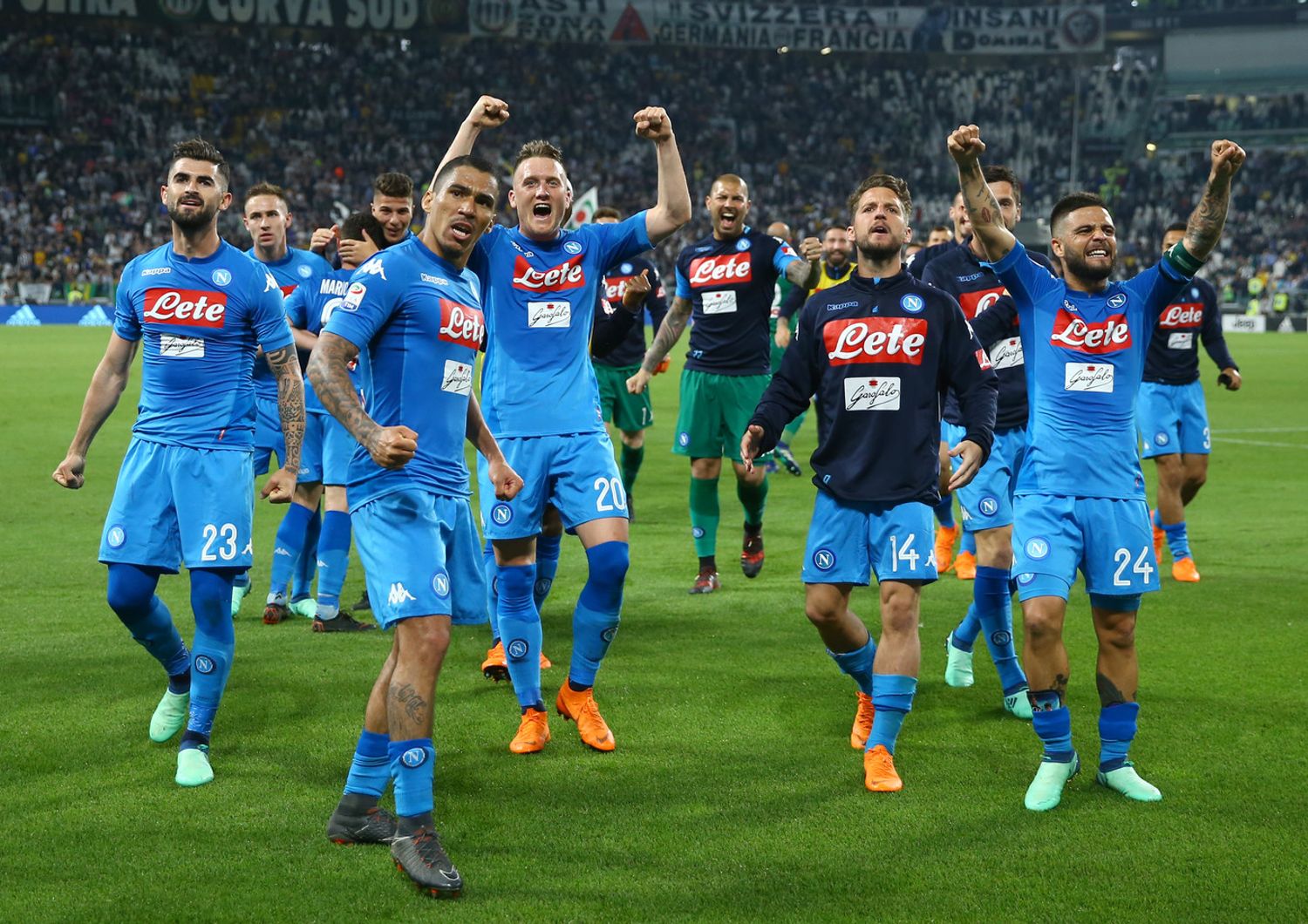 &nbsp;Juventus-Napoli, l'esultanza dei partenopei a fine gara