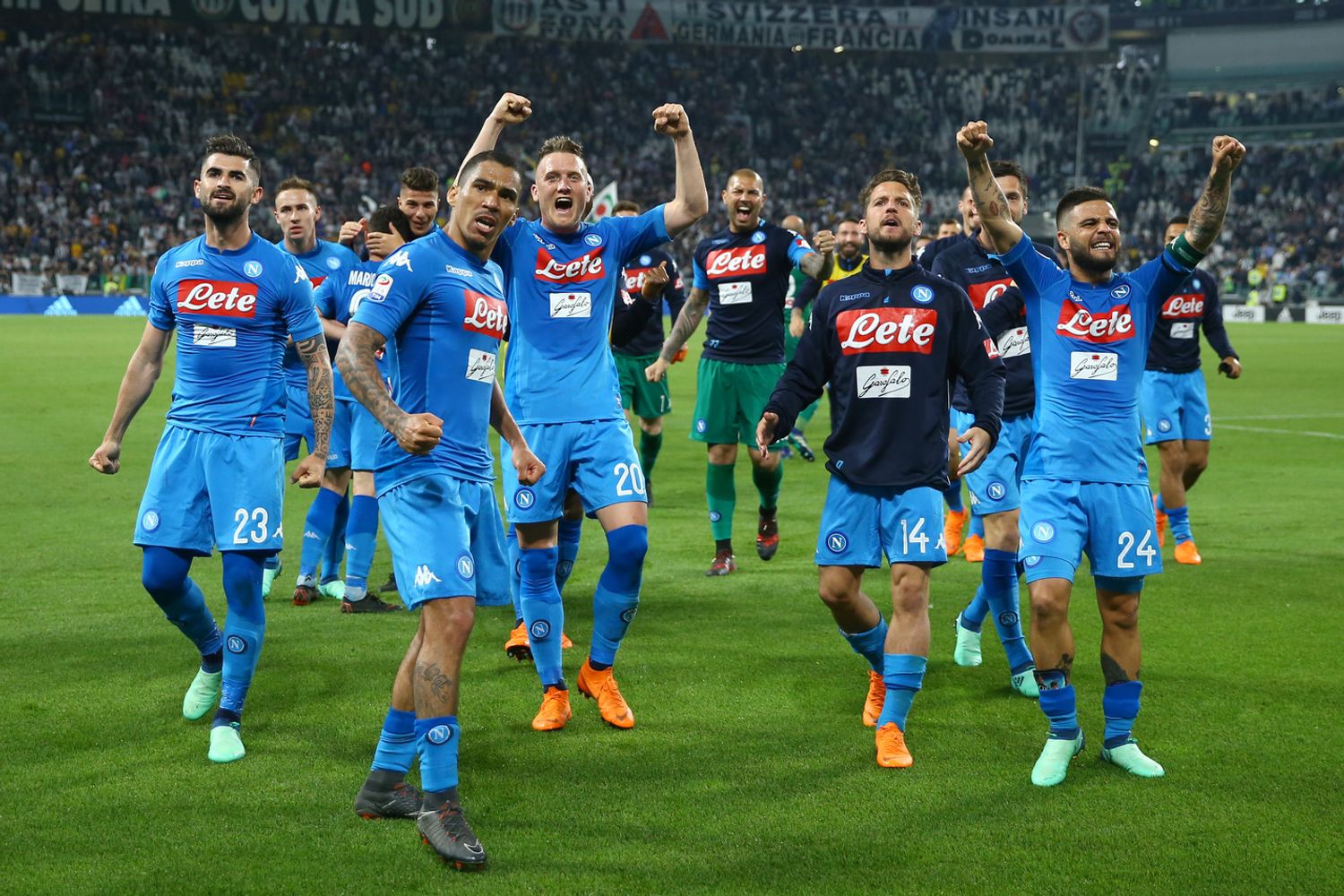 &nbsp;Juventus-Napoli, l'esultanza dei partenopei a fine gara