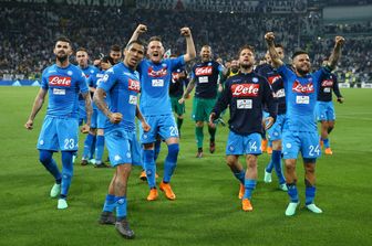&nbsp;Juventus-Napoli, l'esultanza dei partenopei a fine gara