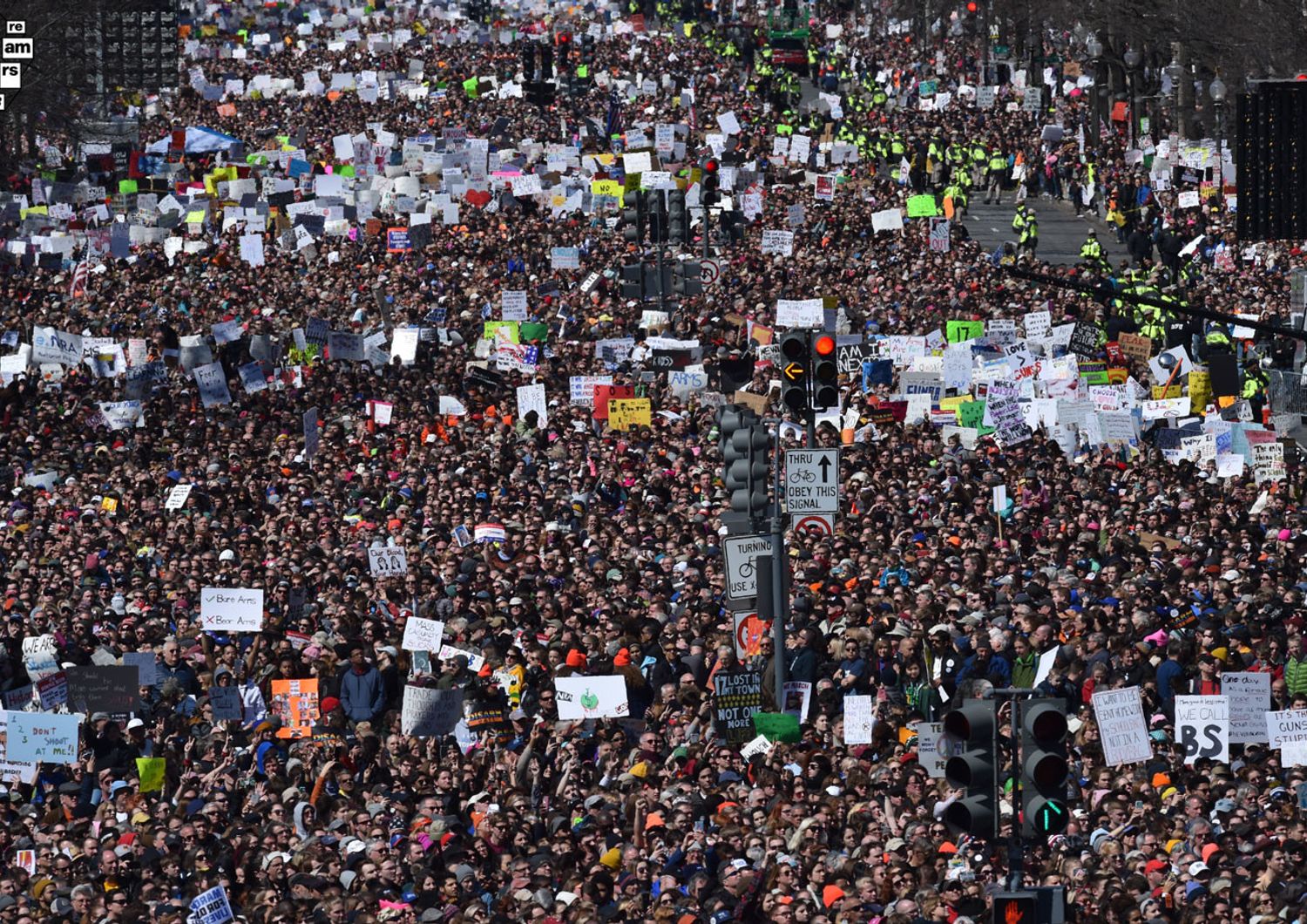 Washington, folla immensa si raduna in occasione della &ldquo;March for our lives&rdquo; contro l&rsquo;uso delle armi negli Stati Uniti, 24 marzo 2018.&nbsp;