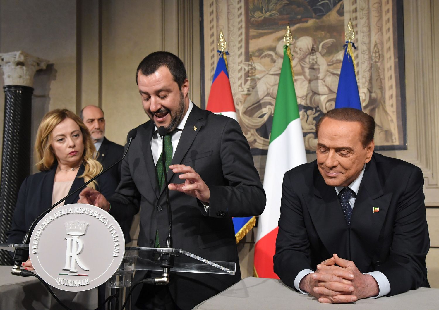 &nbsp;Meloni, Salvini e Berlusconi