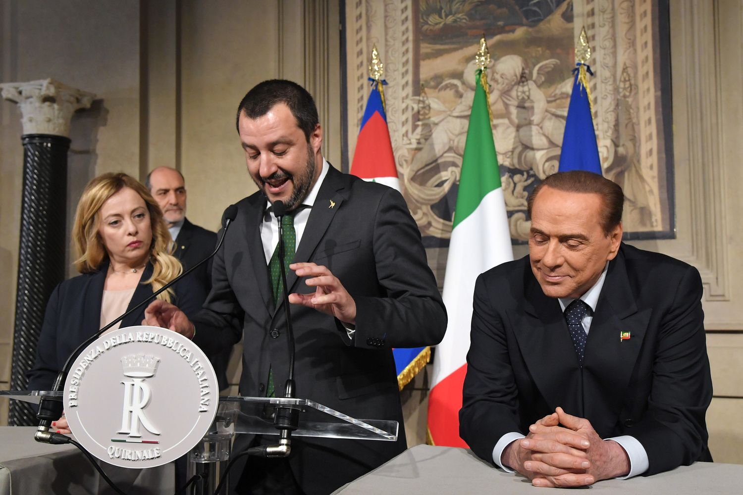 &nbsp;Meloni, Salvini e Berlusconi