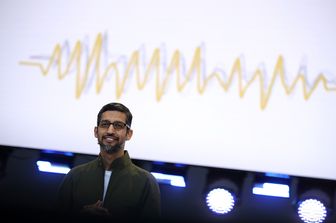 &nbsp;Sundar Pichai alla presentazione di Duplex, il nuovo assistente vocale di Google&nbsp;