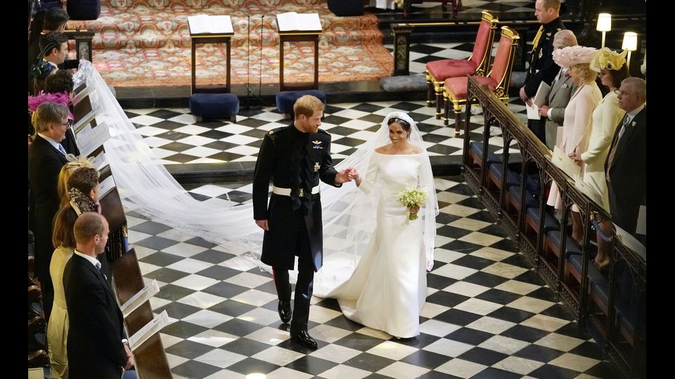 Il principe Harry con la moglie Meghan Markle &nbsp;