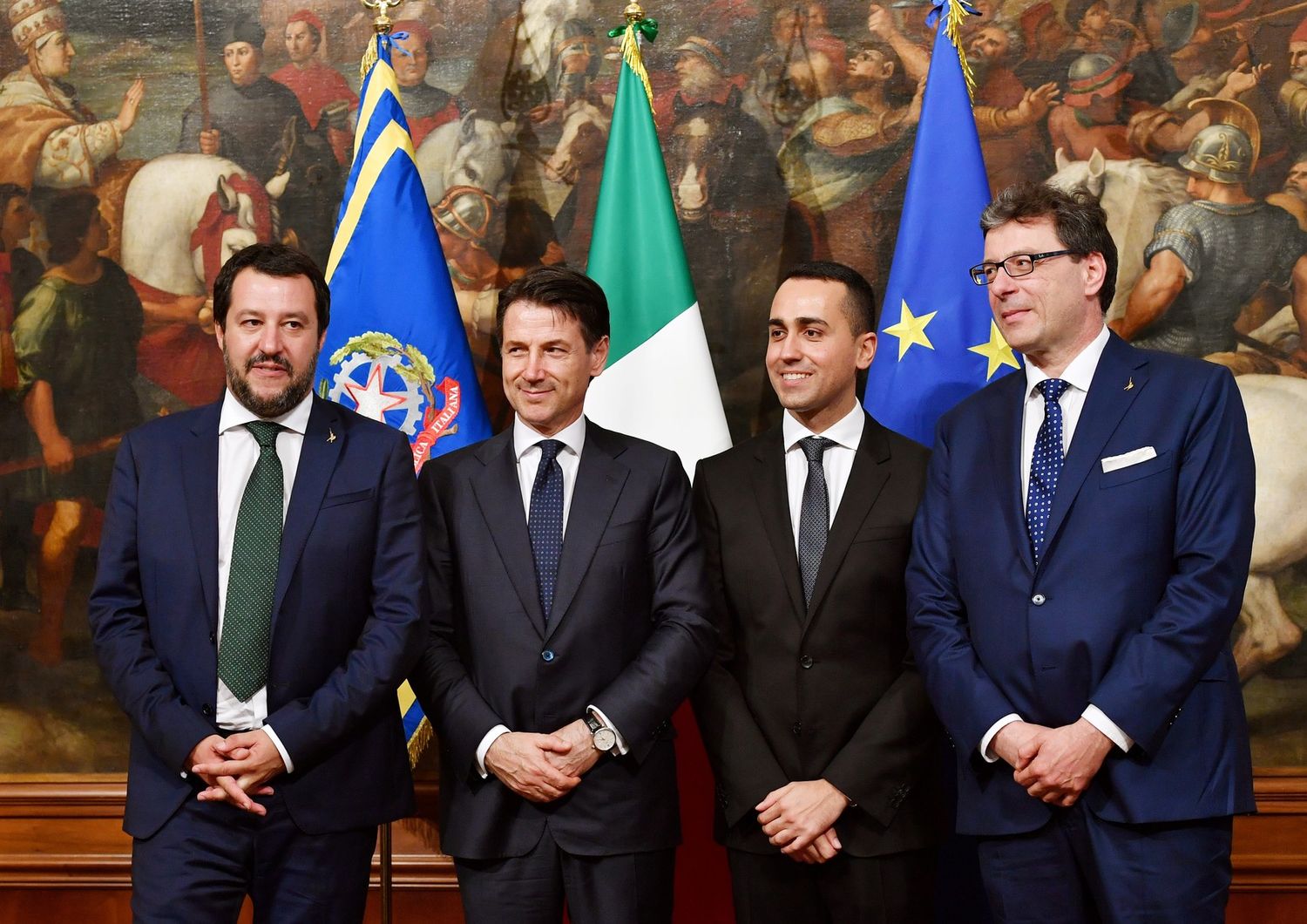 Giuseppe Conte, Matteo Salvini, Luigi Di Maio, Giancarlo Giorgetti (AFP)