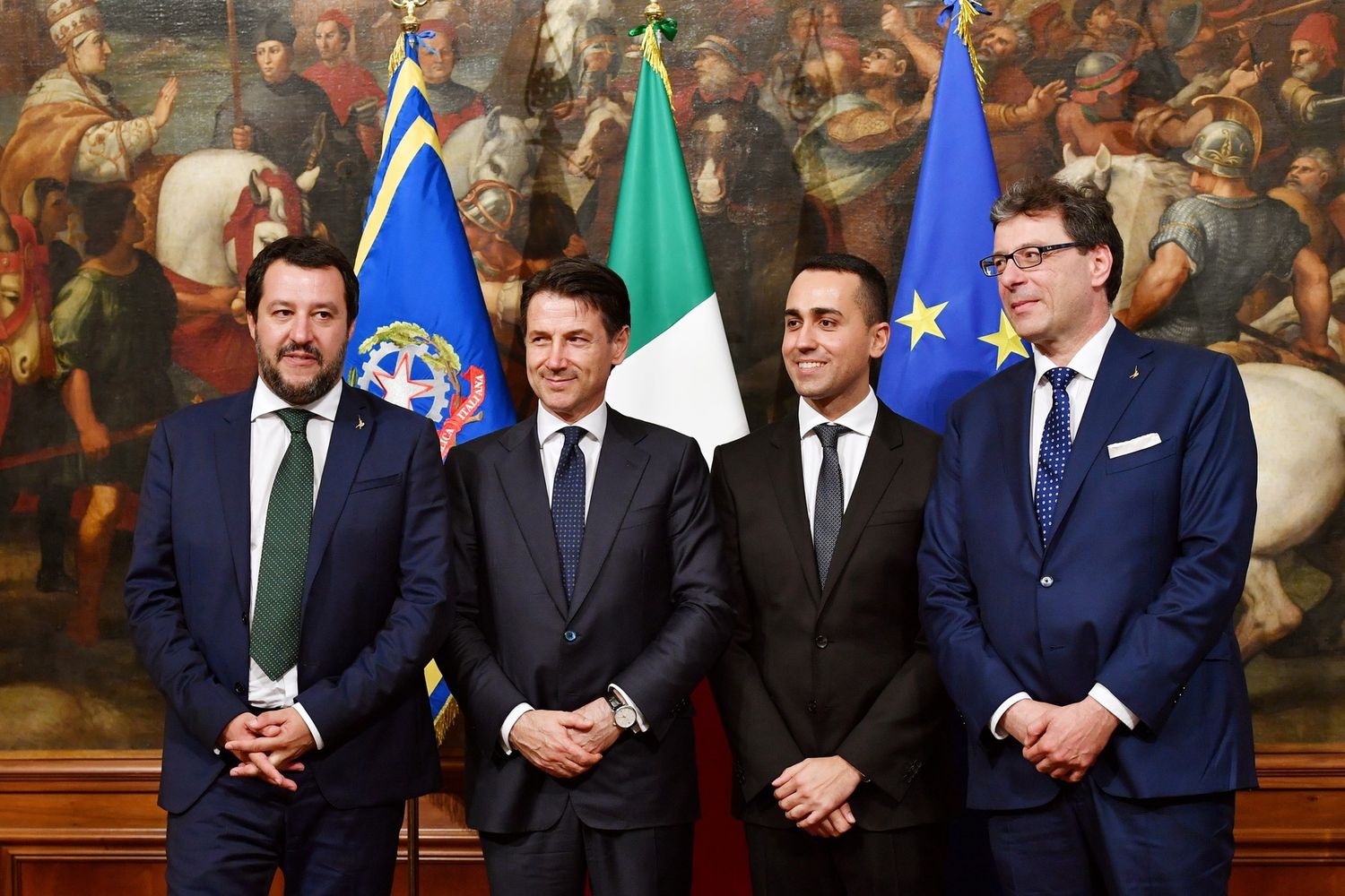 Giuseppe Conte, Matteo Salvini, Luigi Di Maio, Giancarlo Giorgetti (AFP)
