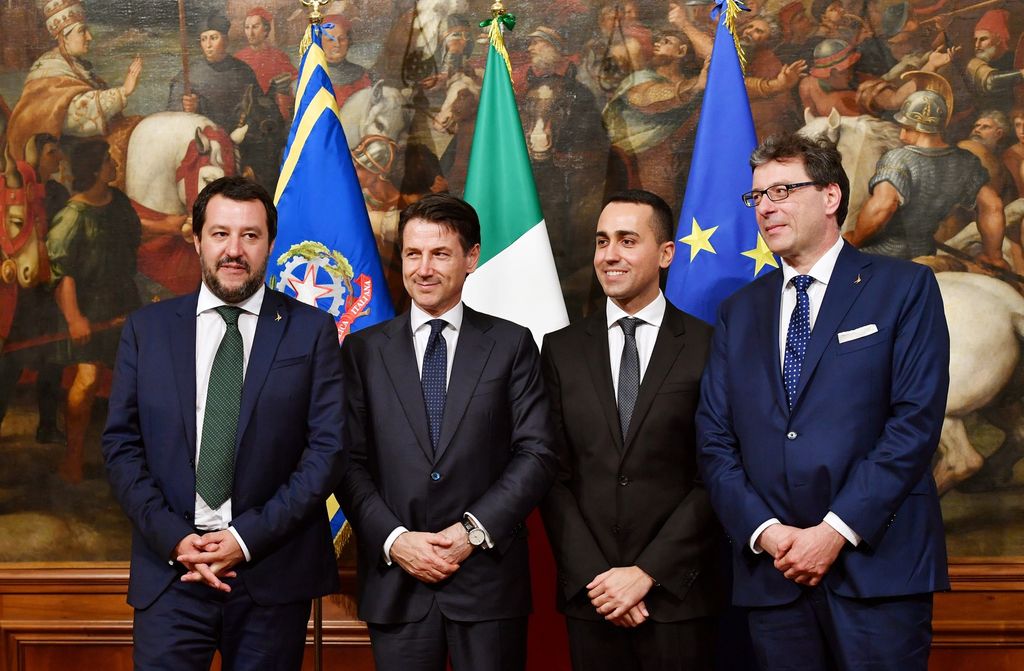 Giuseppe Conte, Matteo Salvini, Luigi Di Maio, Giancarlo Giorgetti (AFP)