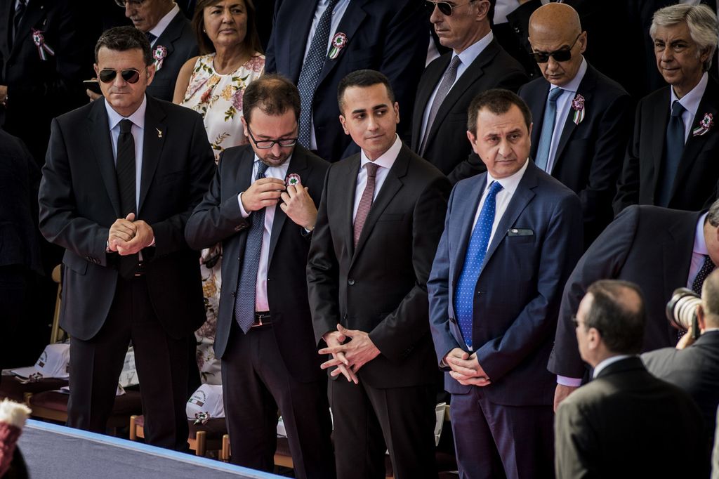 Da sinistra: Centinaio, Bonafede, Di Maio e Rosato