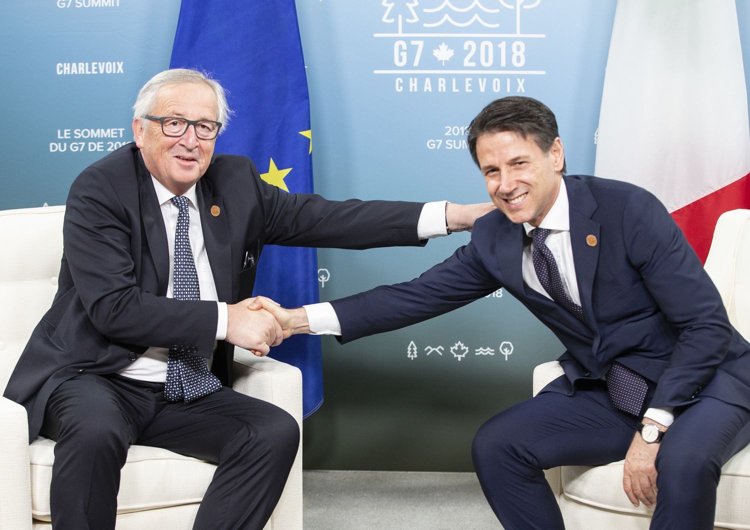 G7 - Jean-Claude Juncker - Giuseppe Conte (Afp)&nbsp;