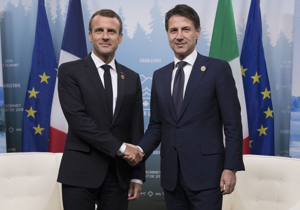 &nbsp;Emmanuel Macron-Giuseppe Conte (AFP)