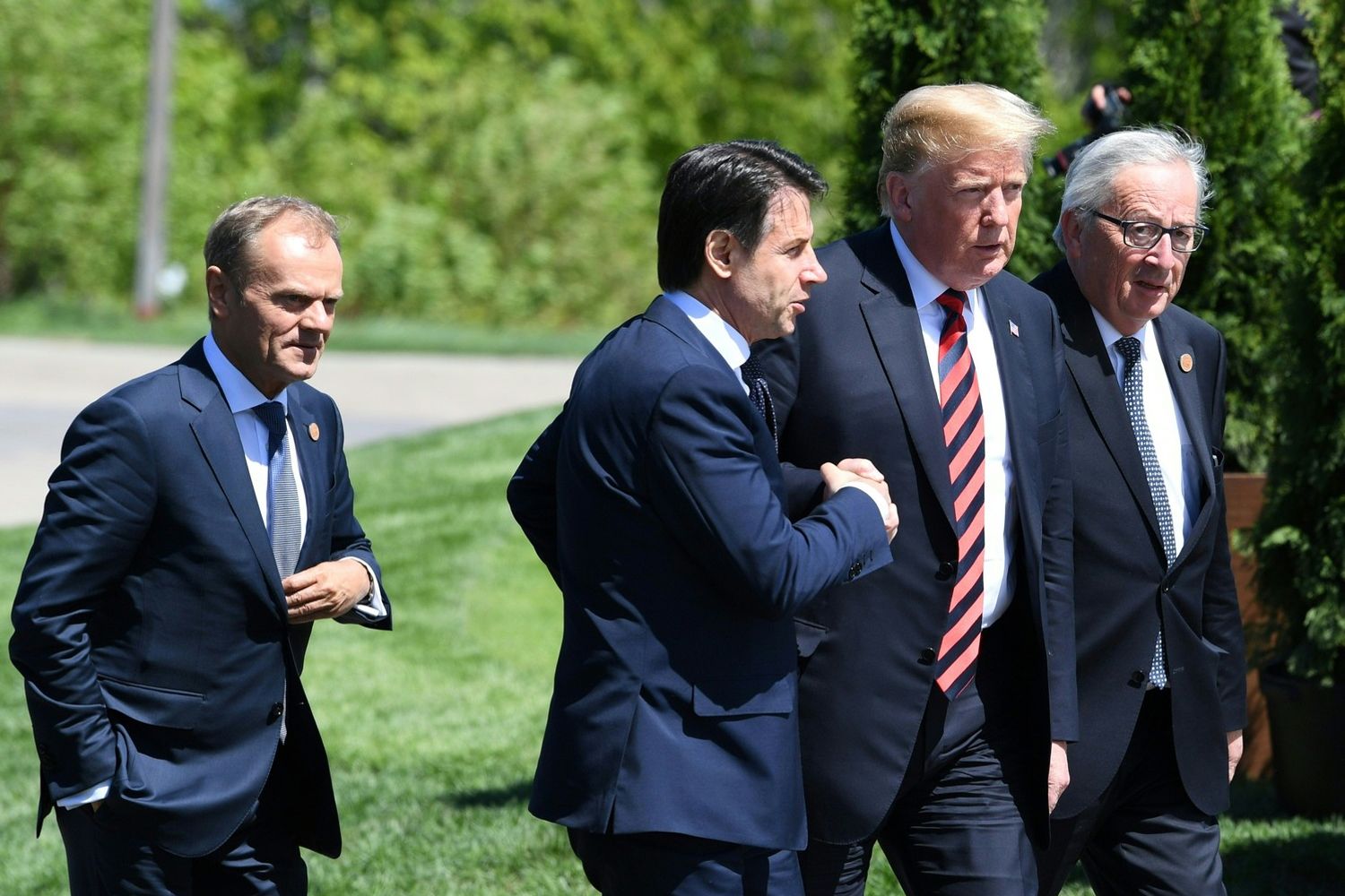 &nbsp;Giuseppe Conte, Donald Trump e Jean-Claude Juncker