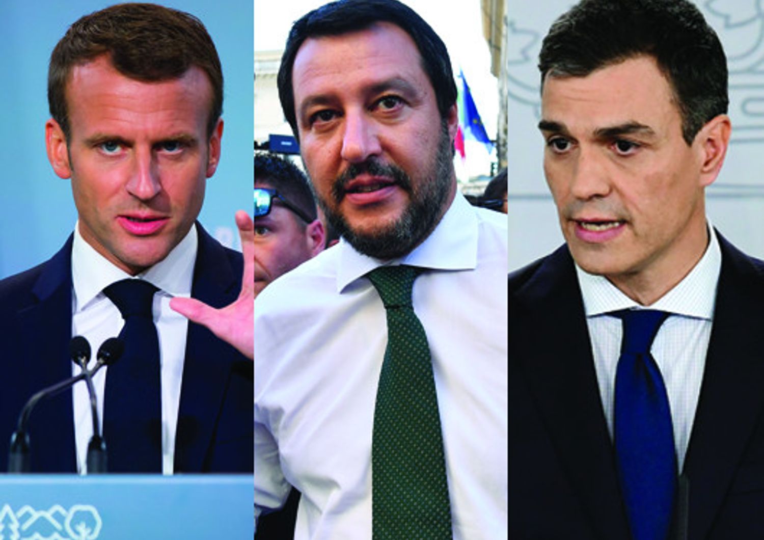 &nbsp;Macron, Salvini, Sanchez (AFP)