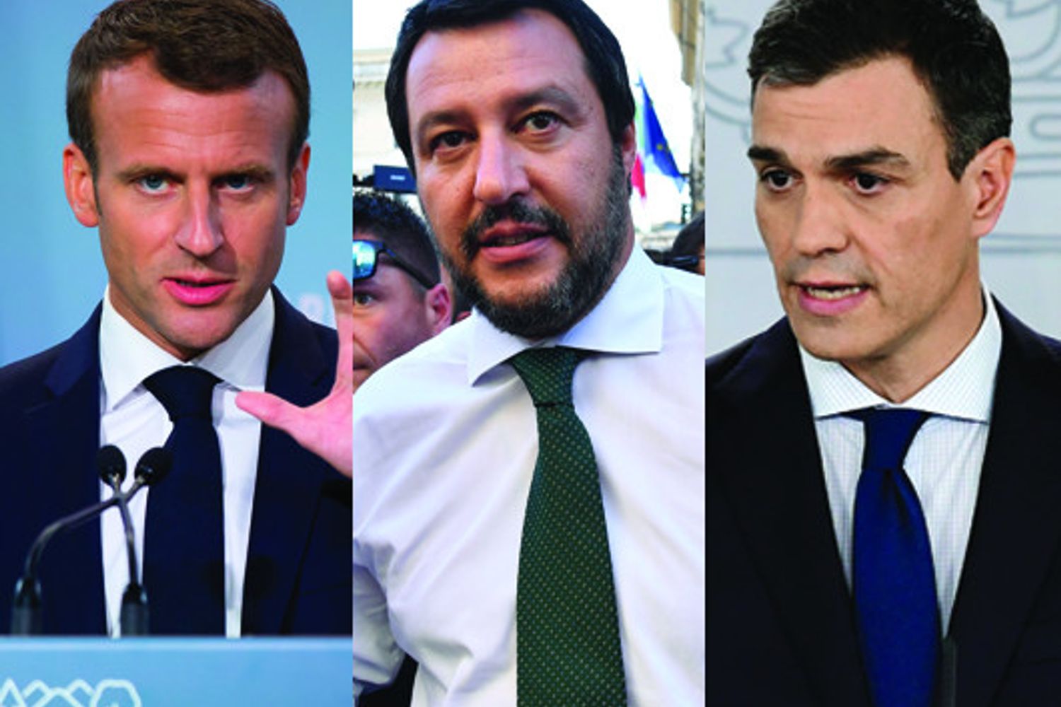 &nbsp;Macron, Salvini, Sanchez (AFP)