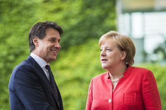 &nbsp;Giuseppe Conte e Angela Merkel