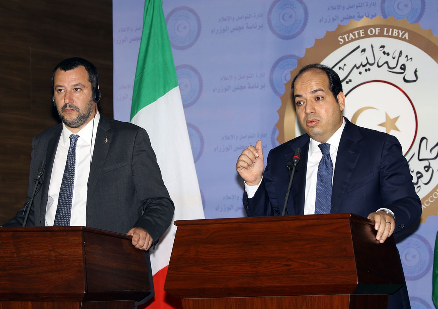 &nbsp;Matteo Salvini con il premier libico Ahmed Mahiteeq