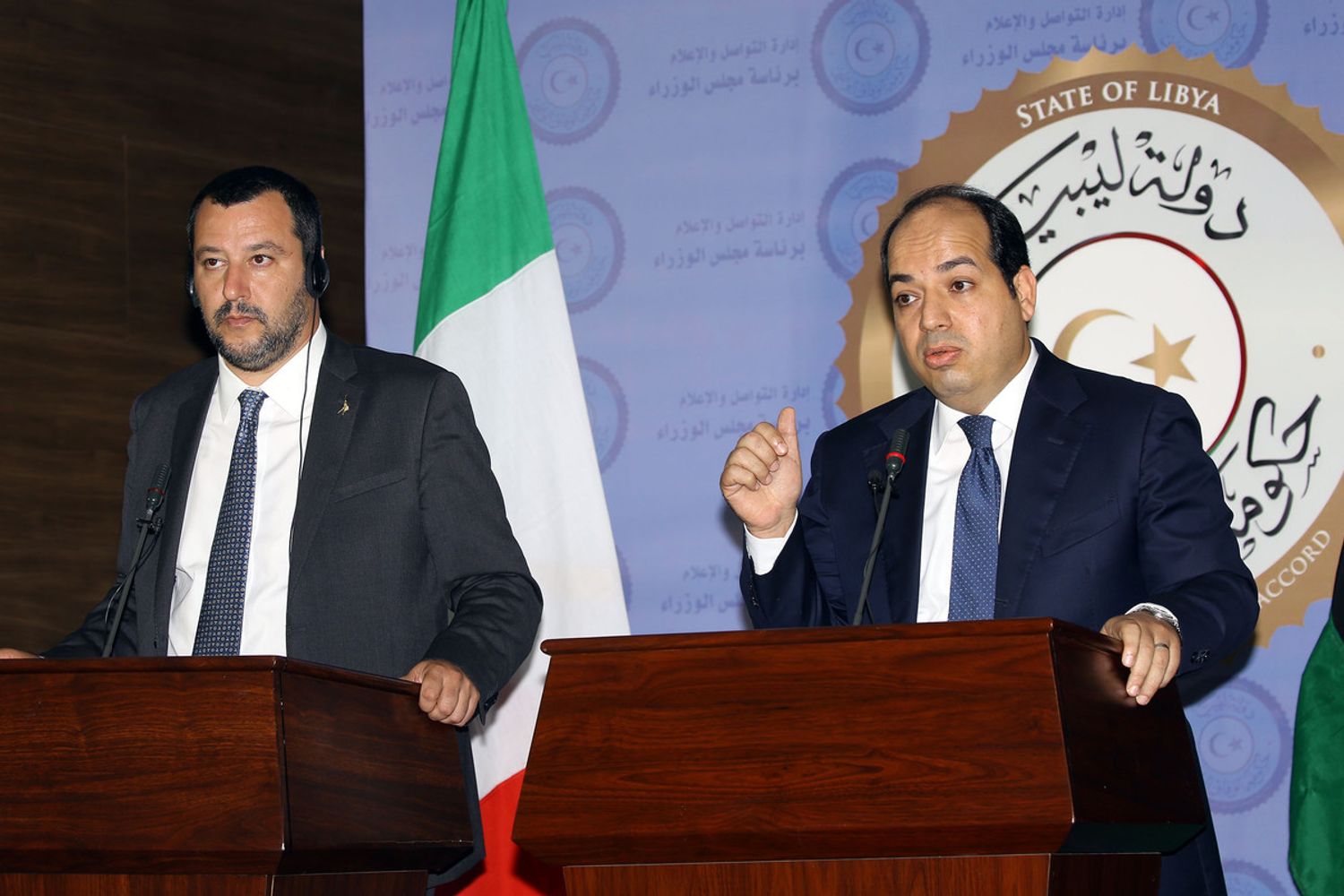 &nbsp;Matteo Salvini con il premier libico Ahmed Mahiteeq