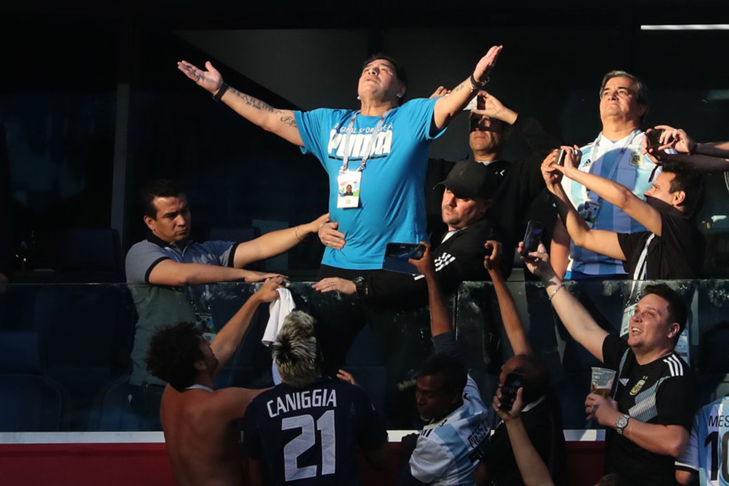 &nbsp;Diego Armando Maradona esulta durante Argenina-Nigeria