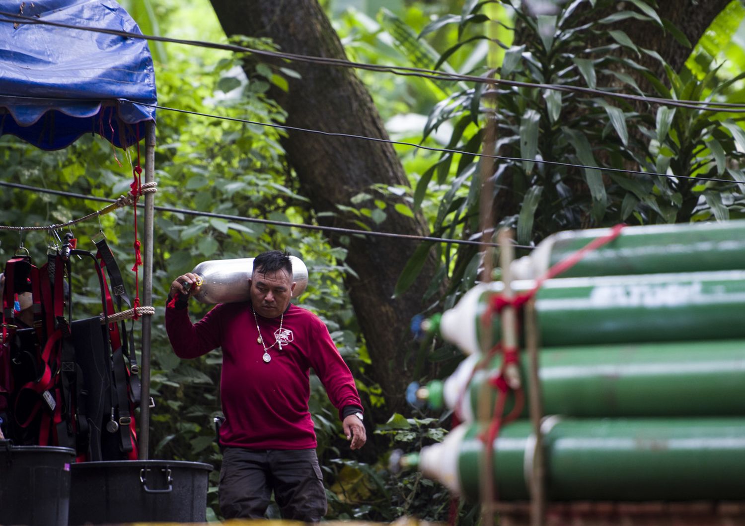 &nbsp;Le operazioni di soccorso nella grotta di Tham Luang, in Thailandia (AFP)