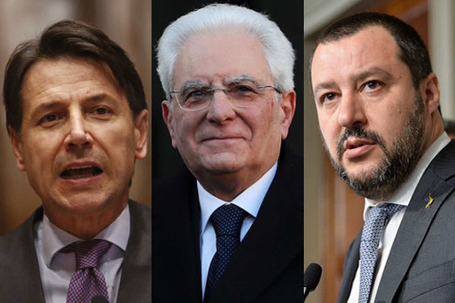 &nbsp;Giuseppe Conte, Sergio Mattarella, Matteo Salvini