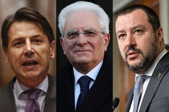 &nbsp;Giuseppe Conte, Sergio Mattarella, Matteo Salvini
