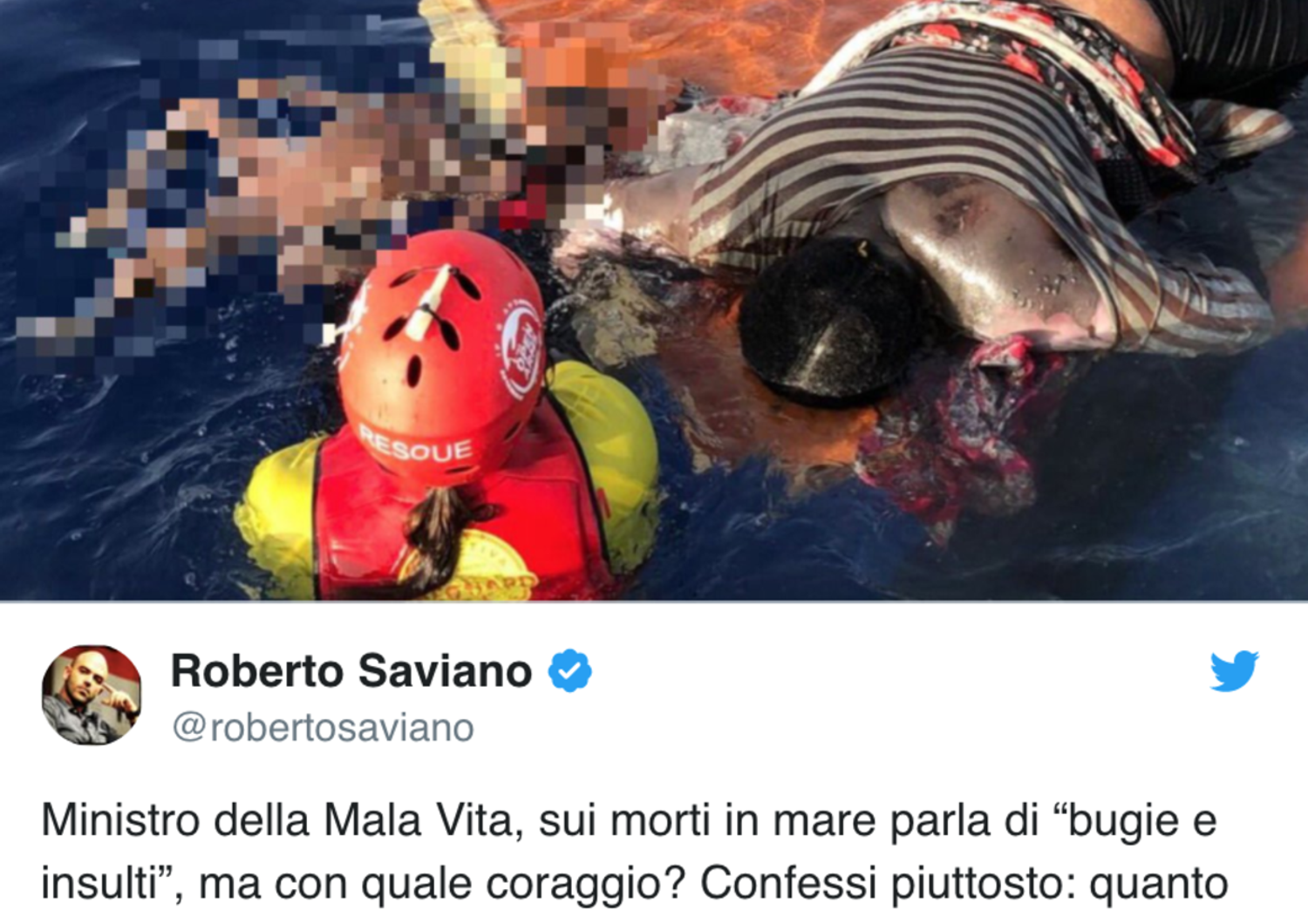 Il nuovo duro attacco di&nbsp;Saviano&nbsp;a Salvini e&nbsp;Toninelli&nbsp;dopo i morti in mare di questa notte