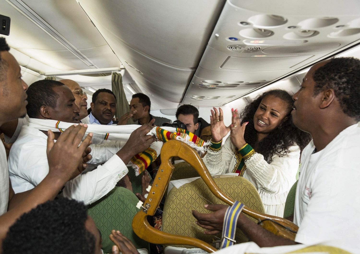 &nbsp;Il primo volo che riavvia il servizio aereo dopo 2 decenni tra Etiopia ed Eritrea. Aeroporto Internazionale Bole di Addis Abeba, in Etiopia, il 18 luglio 2018
