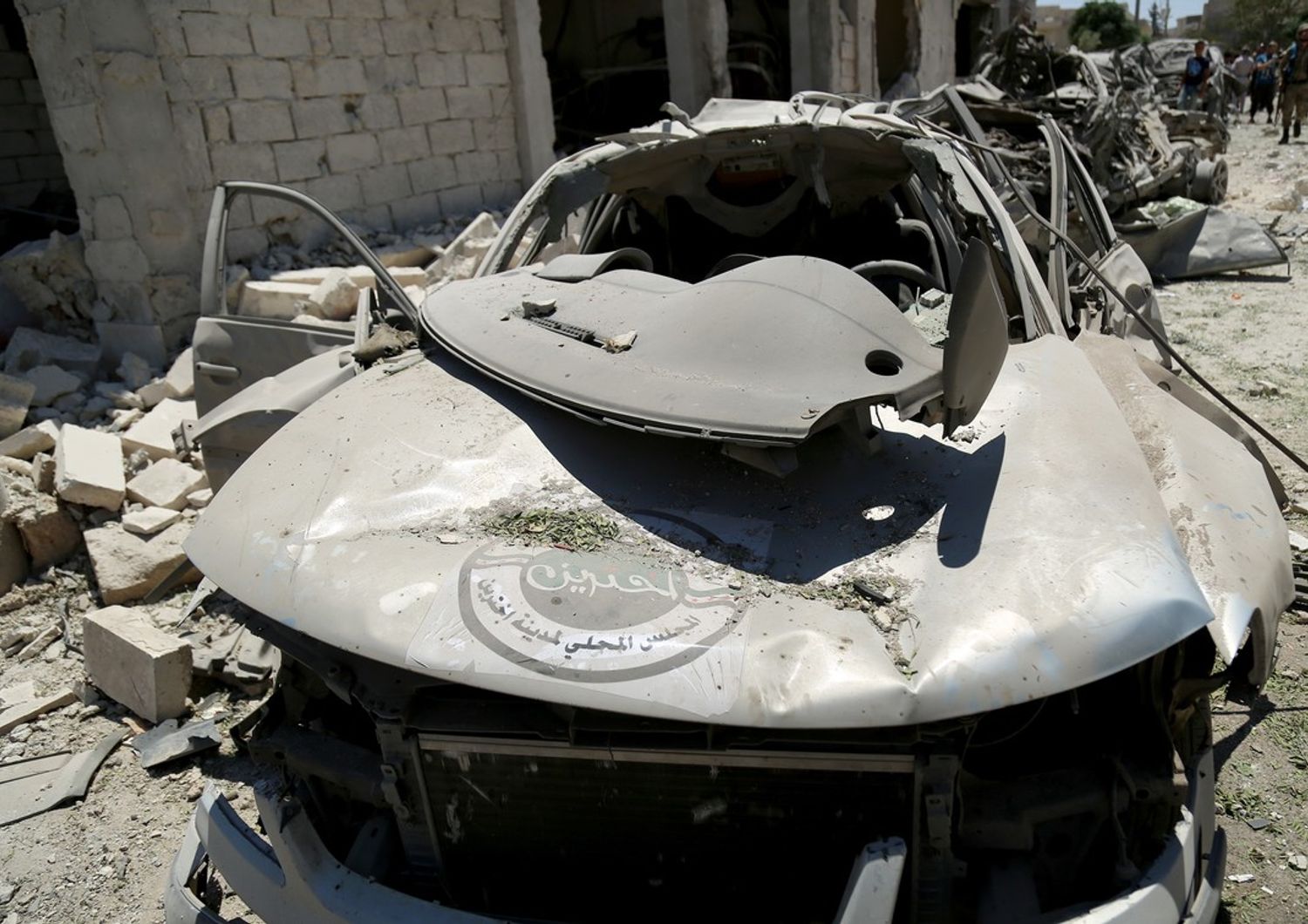 &nbsp;La scena di un attentato compiuto ad Azaz, in Siria, il 23 luglio