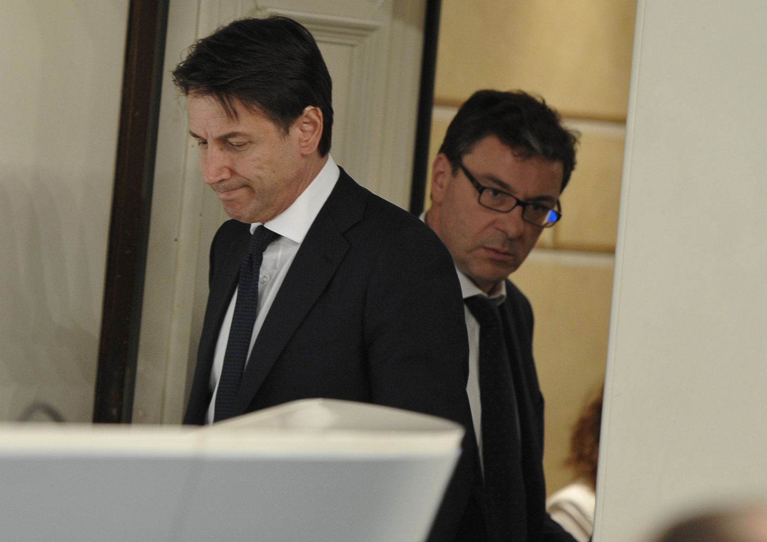 &nbsp;Il premier Giuseppe Conte e il sottosegretario Giancarlo Giorgetti&nbsp;