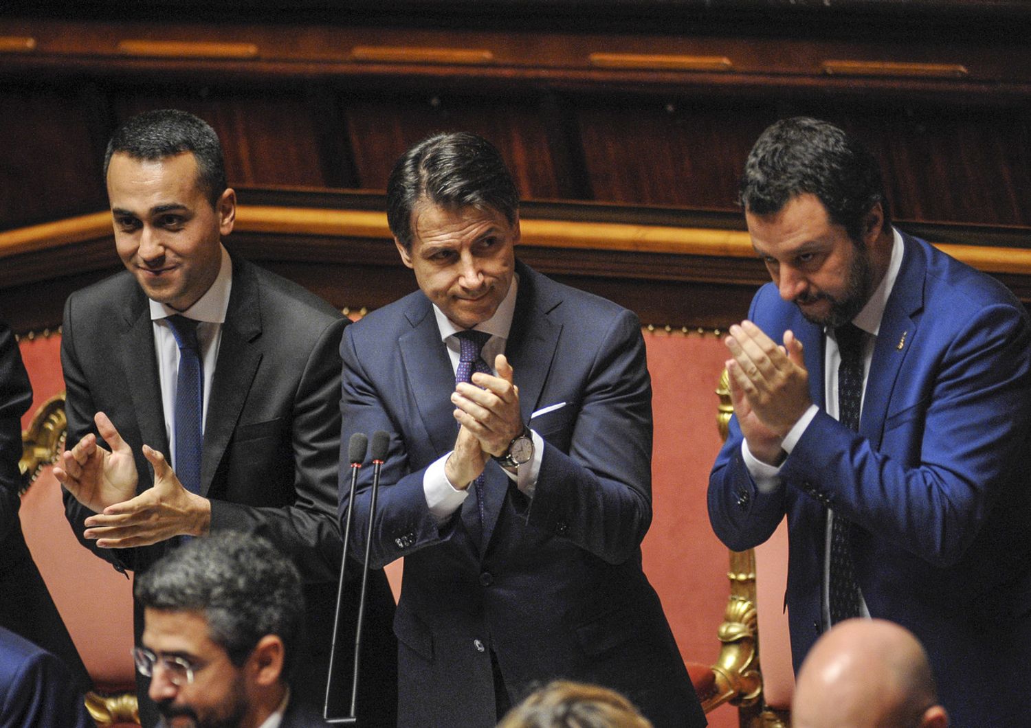 &nbsp;Da sinistra, Luigi Di Maio, Giuseppe Conte e Matteo Salvini&nbsp;