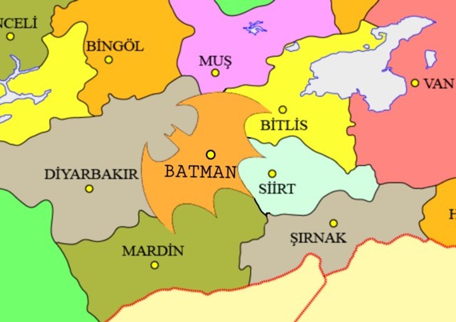 La provincia&nbsp;turca&nbsp;di&nbsp;Batman&nbsp;vuole che i suoi confini assomiglino al&nbsp;Bat-Segnale