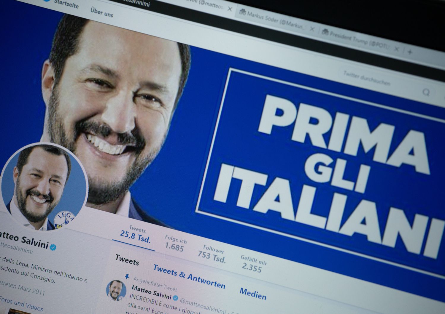 &nbsp;Matteo Salvini, profilo Twitter
