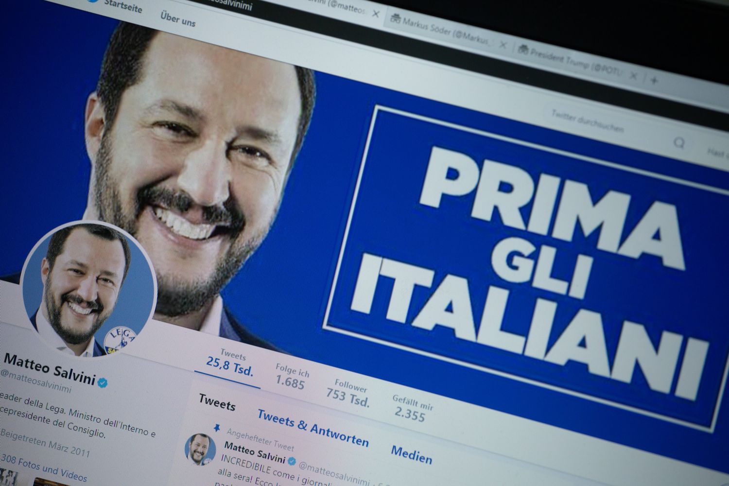 &nbsp;Matteo Salvini, profilo Twitter