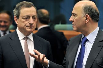 &nbsp;Mario Draghi e Pierre Moscovici
