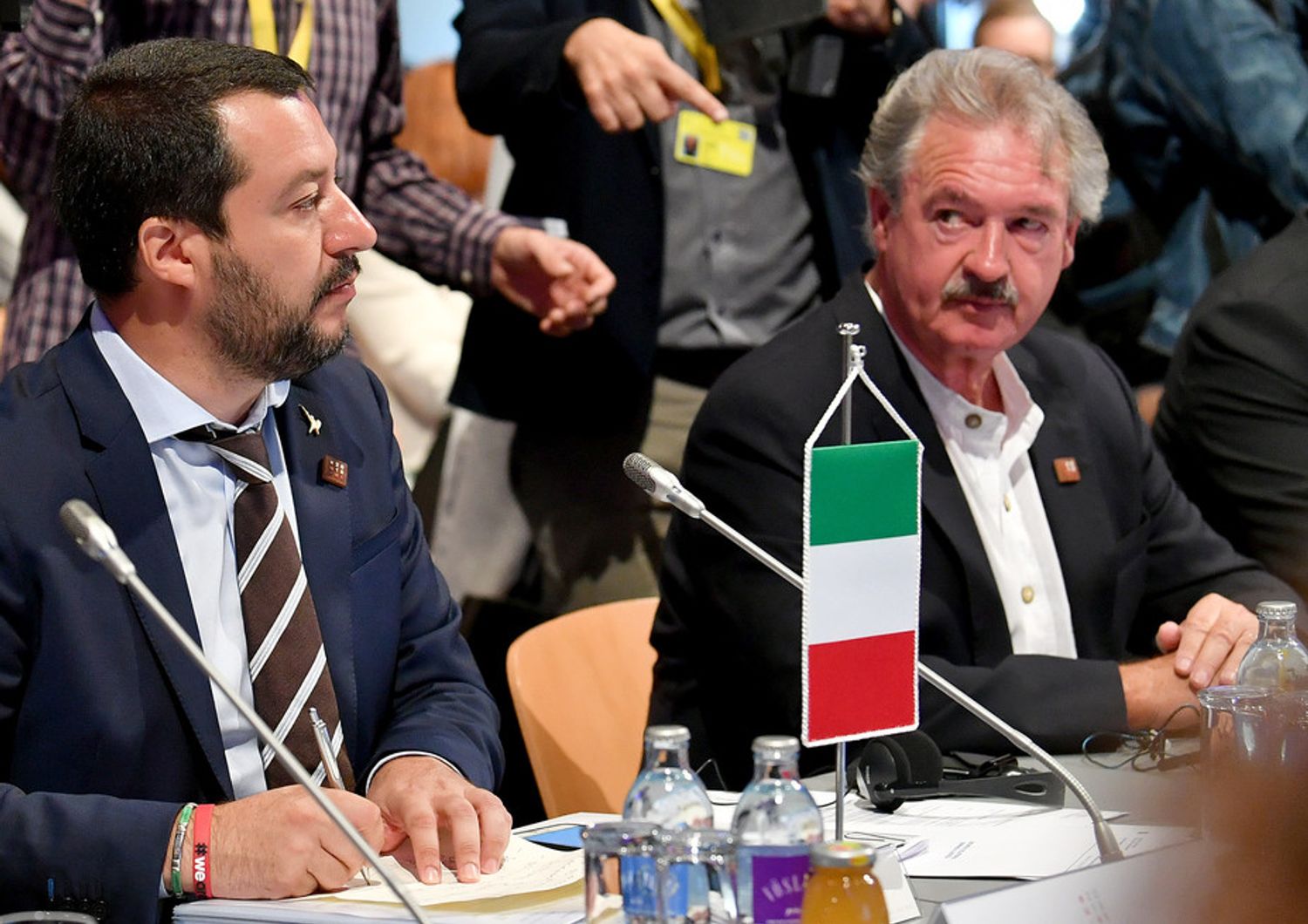 &nbsp;Il ministro dell'Interno Matteo Salvini e quello degli Esteri lussemburghese Joan Asselborn in un incontro del luglio 2018&nbsp;