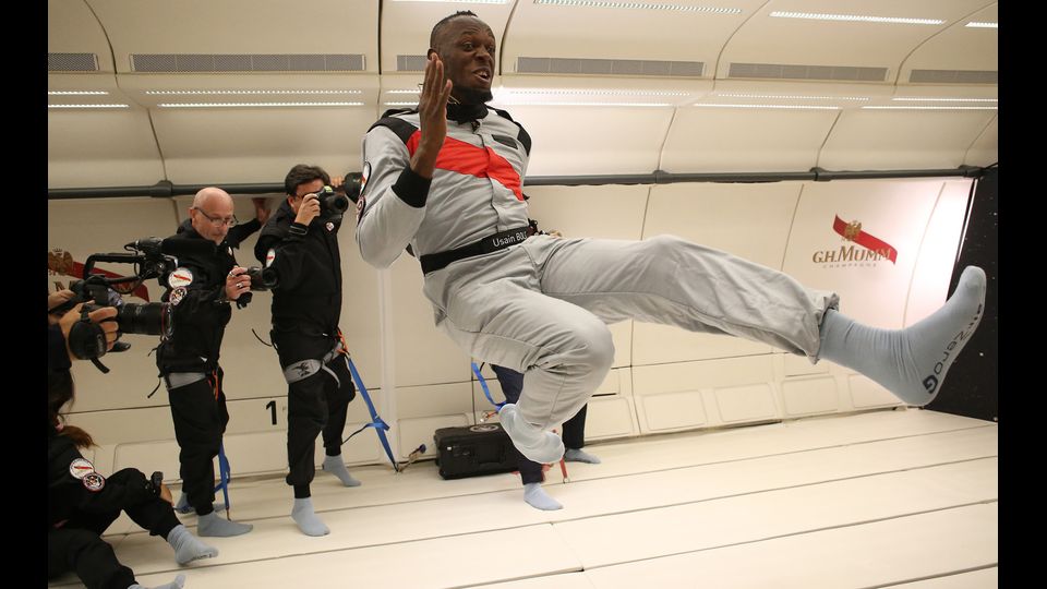 Questa foto pubblicata da Mumm / Novespace il 13 settembre 2018 mostra lo sprinter giamaicano in pensione Usain Bolt